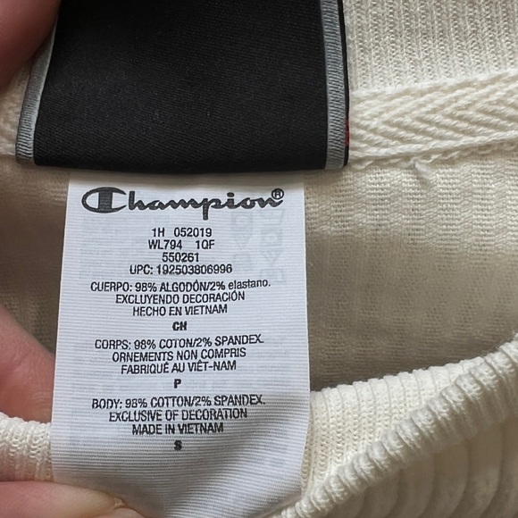 Champion Cream Suede Cropped Crewneck - Picture 5 of 5